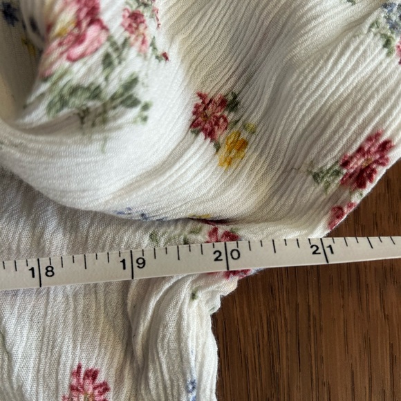 SO Floral Peplum Blouse, V-Neck Long Sleeve, White Romantic Cottagecore Shirt - Picture 7 of 7